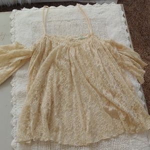 Off the shoulder lace tank top. Open back